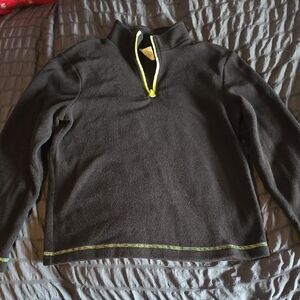 Faded Glory Black Zip-Up Sweater with Yellow Trim